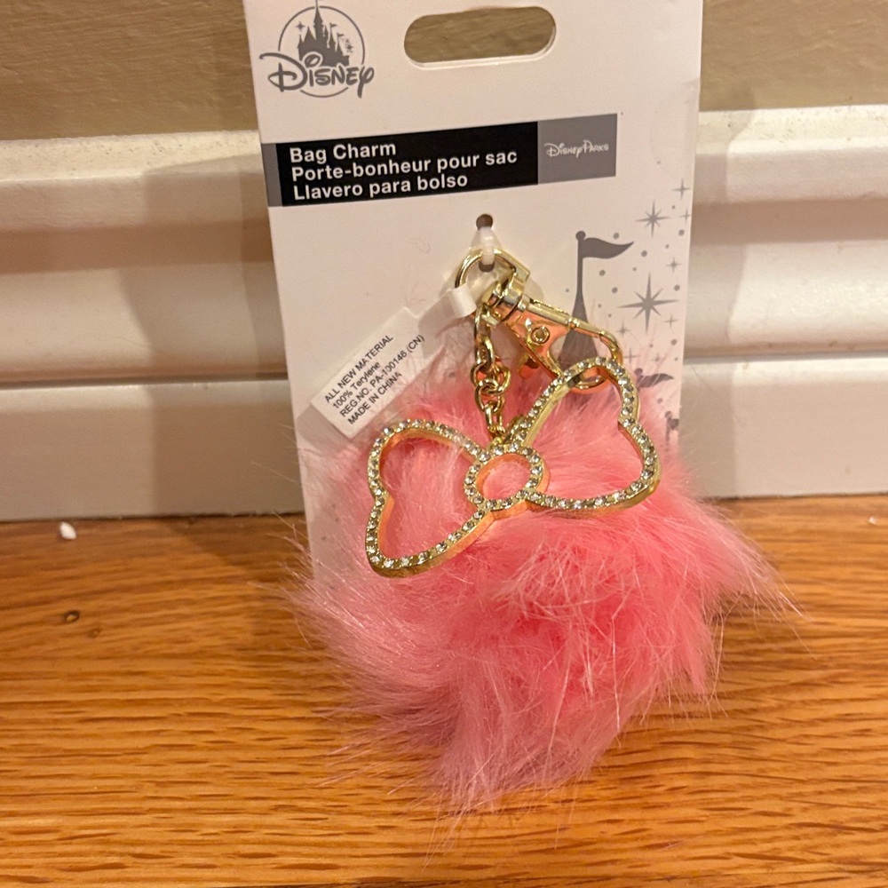 NWT Disney Pink Fluffy Bow Bag Charm